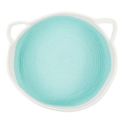 White And Aqua Cotton Rope Cat Ears Pet Basket