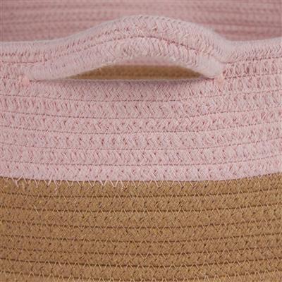 Pink And Beige Cotton Rope Cat Ears Pet Basket