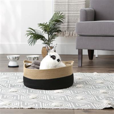 Beige And Black Cotton Rope Cat Ears Pet Basket