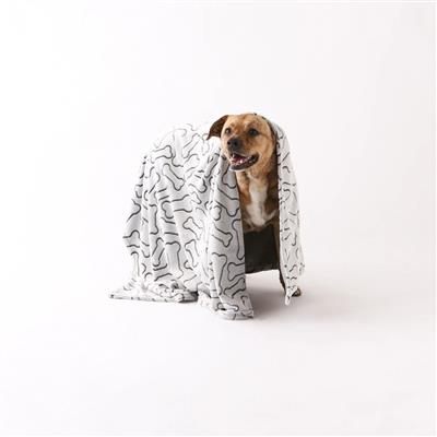 Black Embossed Bone Print Pet Blanket