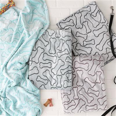 Black Embossed Bone Print Pet Blanket
