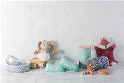 Aqua Paw Lattice Print Ceramic Treat Canister