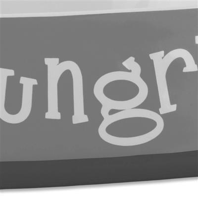 Hungry/Thirsty Gray Square Pet Bowl; Set of 2