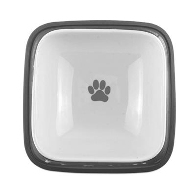 Hungry/Thirsty Gray Square Pet Bowl; Set of 2