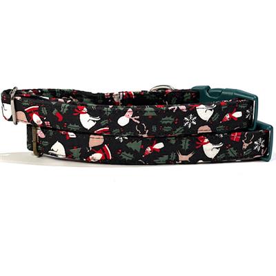 Christmas Time – Xmas Santa Seasonal Holiday Organic Cotton Dog & Cat Pet Collars & Leashes