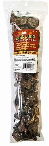 8 Ounce Bag Lamb Lung Cubes in Printed Zip Lock Bag