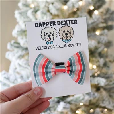 HOLIDAY STRIPES - NEW MINI VELCRO BOW TIE