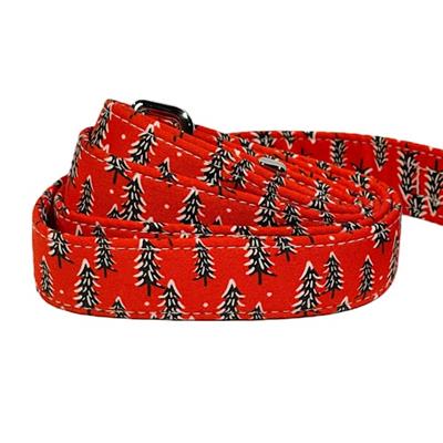 Snowy Pines - Red Pine Tree Dog Collar and Bow Set - Ready to Ship
