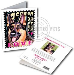 German Shepherd "Faux LOVE Furever Stamp" GREETING CARD 3-pack