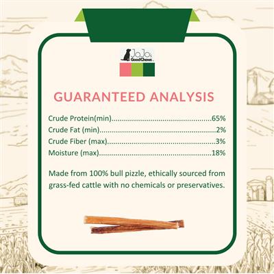 Natural Beef Bully Stick Dog Treats - 6" Standard (25/Bag)
