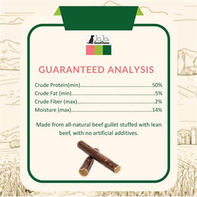 All-Natural Beef Stuffed Gullet Dog Treats 5" - 6" (25/Bag)