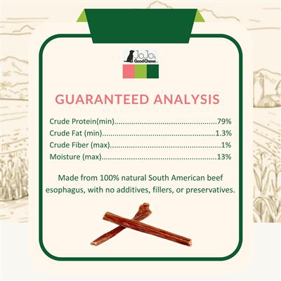 All-Natural Beef Gullet Stick Dog Treats - 6" (25/Bag)