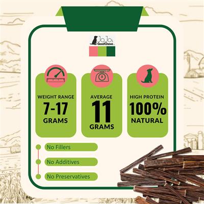 All-Natural Beef Gullet Stick Dog Treats - 6" (25/Bag)