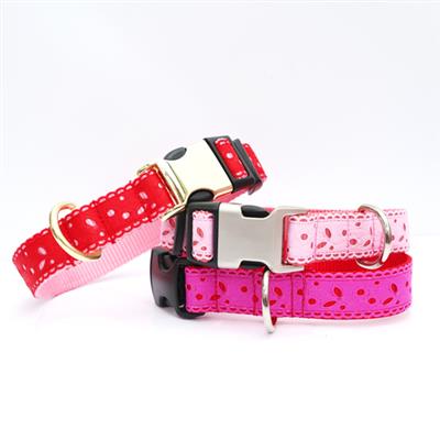 Valentine’s Day Dog Collar — Eve Lace in Pink and Red