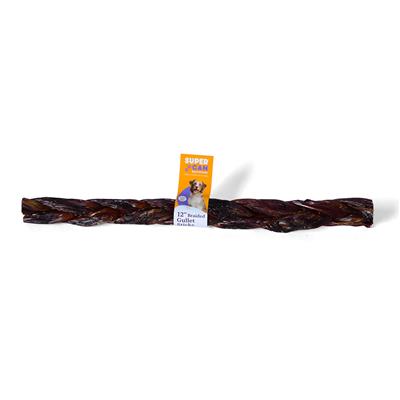 12" Braided Gullet Sticks - Beef Esophagus