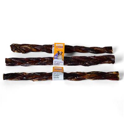 12" Braided Gullet Sticks - Beef Esophagus