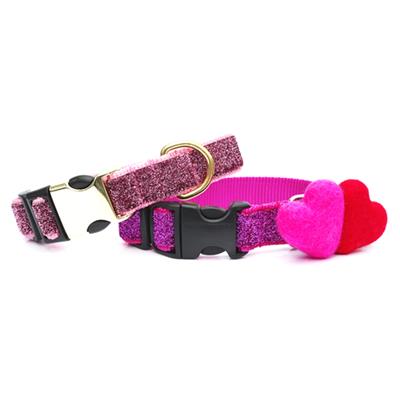 Valentine's Pink Sparkly Mermaid Glitter Dog Collar