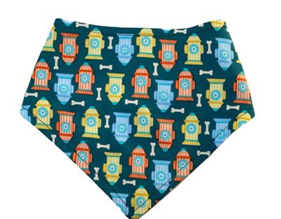 Bandana - Sparky - Teal Fire Hydrants Dog Lovers