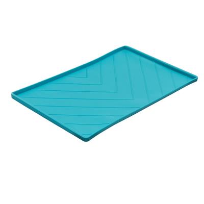 Messy Mutts Silicone Food Mat Raised Edge Blue Large 24" x 16"