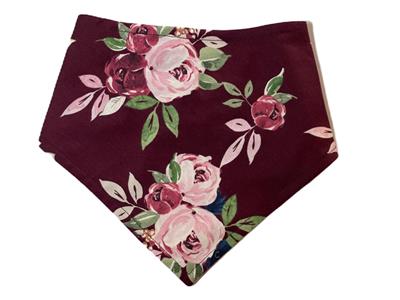 Bandana - Gatsby - Maroon Pink Rose Floral Flowers