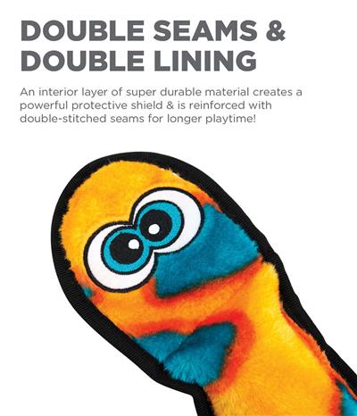 Outward Hound Invincibles Snake Durable Plush Dog Toy Orange XL