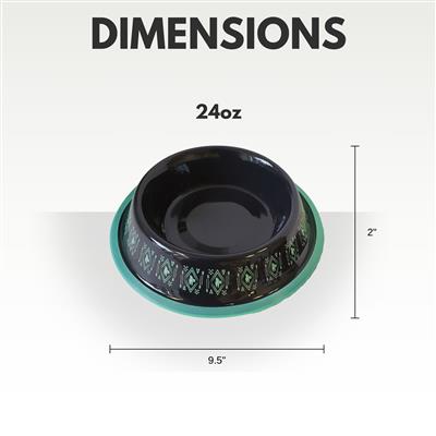 Stainless Steel Unicorn Boho Design Dog Bowl - Black (24oz)