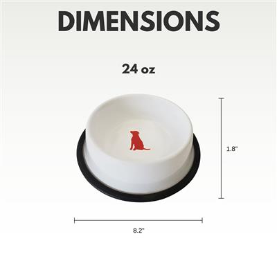 Non Skid White Bowl With Red Dog Design 24 oz