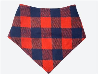 Bandana - Orange Crush - Orange Navy Blue Buffalo Plaid Summer