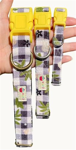 Dixie – Gingham Floral Dog Collar | Handmade Organic Cotton Collar | Adjustable Dog Collar | Southern Spring Dog Collars & Leashes