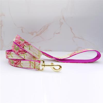 'Audrey' Vibrant Pink Floral Cotton Voile Dog Collars & Leashes