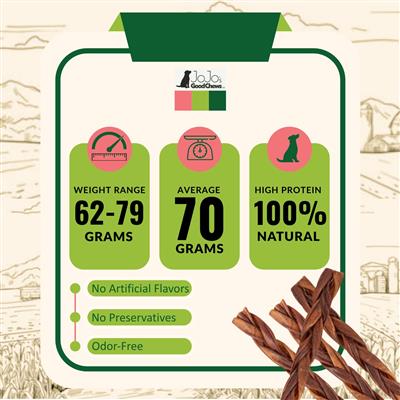 Braided Collagen Stick Dog Treats - 12" Standard (4-Pack)