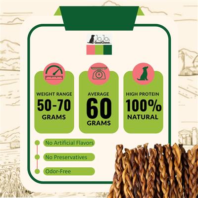 All-Natural Beef Braided Bully Stick Dog Treats - 12" Standard (25-Pack)