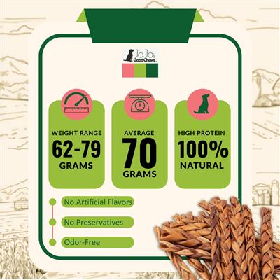 Braided Collagen Stick Dog Treats - 12" Standard (15/Bag)