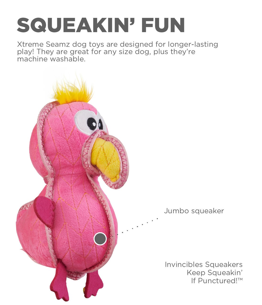 Outward Hound Xtreme Seamz - Squeaky Plush Dog Toy