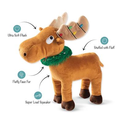 PetShop by Fringe Studio Merry Chrismoose-Plush Dog Toy