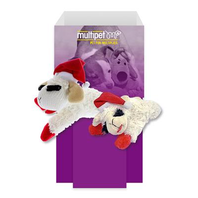 Multipet Holiday Lamb Chops w/Santa Hat 48pc Dump Bin