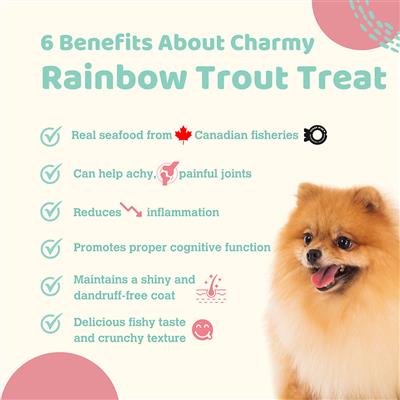 Rainbow Trout Fillet - Charmy Air-Dried Dog & Cat Treats, 2.60oz. Pouch