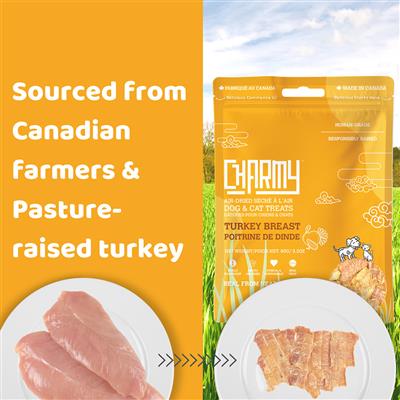 Turkey Breast - Charmy Air-Dried Dog & Cat Treats, 3.20oz. Pouch