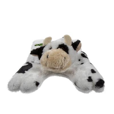 goDog Barnyard Buddies Cow Squeaky Plush Flattie Dog Toy Small/Medium