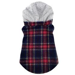 Weekender Dog Sweatshirt Hoodie - Red and Black Plaid Flannel