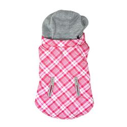 Weekender Dog Sweatshirt Hoodie - Pink and White Plaid
