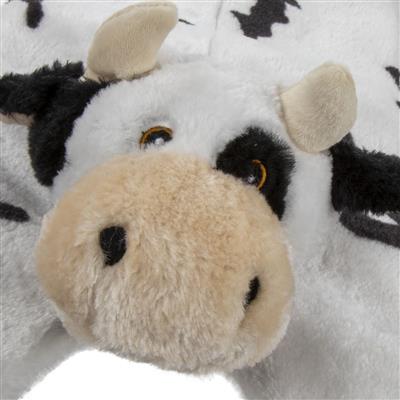 goDog Barnyard Buddies Cow Squeaky Plush Flattie Dog Toy Large