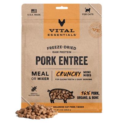 Vital Essentials Cat Freeze Dried Mini Nibs Pork 8oz.