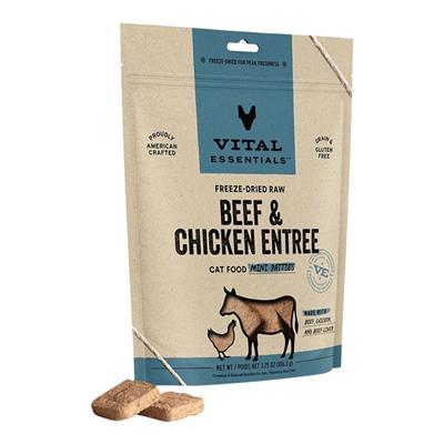 Vital Essentials Cat Freeze Dried Mini Patties Beef Chicken 3.75oz.