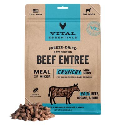 Vital Essentials Dog Freeze-Dried Raw Grain Free Beef Entree Mini Nibs 14oz.