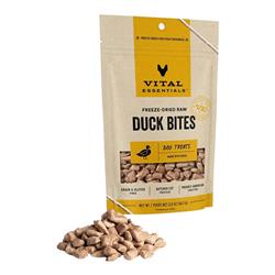 Vital Essentials Dog Freeze-Dried Grain Free Duck Bites Treats 2oz.
