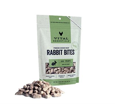 Vital Essentials Dog Freeze-Dried Treat Bites Rabbit 5oz.