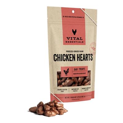 Vital Essentials Dog Freeze-Dried Treat Chicken Hearts 3.75oz.