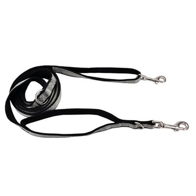 Padded Multi-Function Dog Leash, Black and Grey, 3/4" x 6'