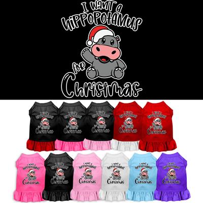 Hippo for Christmas Screen Print Dog Dress